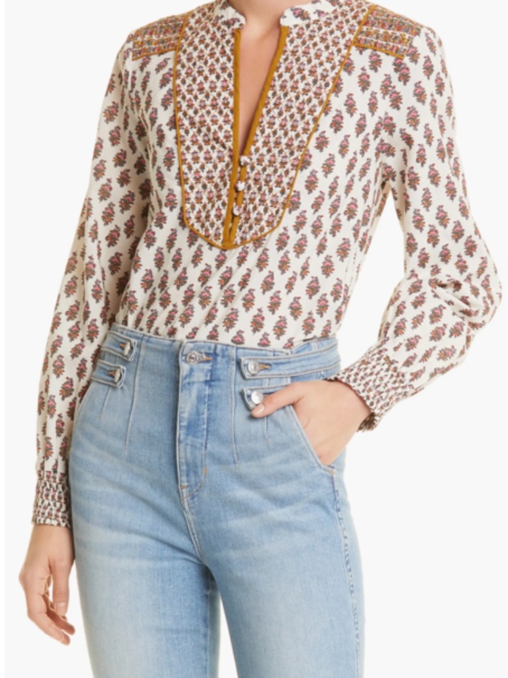 Veronica Beard Alivia Blouse Women's Size 2 Floral Multicolored V-Neck (Y)